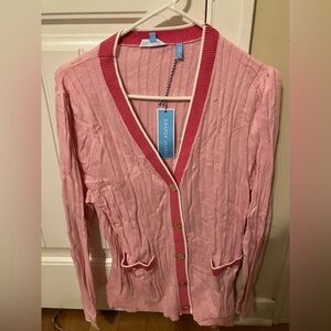 Draper James Pink cardigan sweater size large brand NWT new with tags